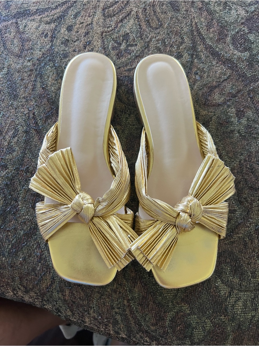 Gold Knot Bow Slide Sandals - Women